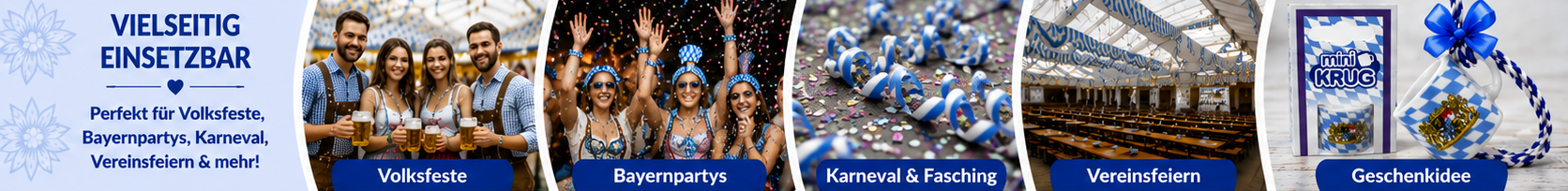 Einsatzm&ouml;glichkeiten des Mini-Krugs bei Volksfest, Bayernparty und Karneval